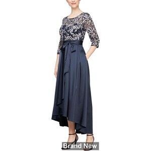 Alex Evenings Satin Formal Ballgown Formal with Pockets,